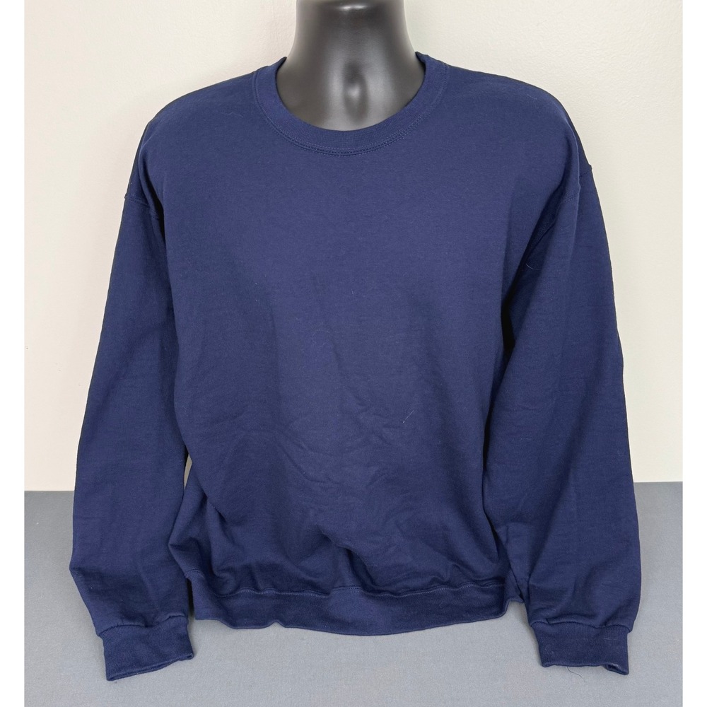 Jerzees Men's Blank Crew Neck Pullover Sweatshirt Blue Size XL Minimalist